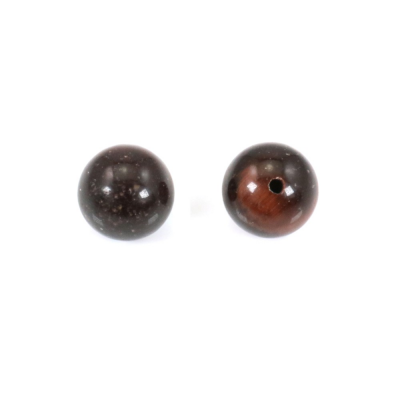 Oeil de tigre rouge Perles demi-percées rondes diamètre 6 mm trou 1 mm 20pcs/paquet