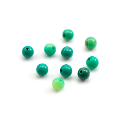 Green Grass Agate Half-drilled Beads Round Size 6mm Hole1.2mm 30pcs/Pack