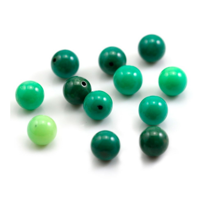 Green Grass Agate Half-drilled Beads Round Size10mm Hole1mm 30pcs/Pack