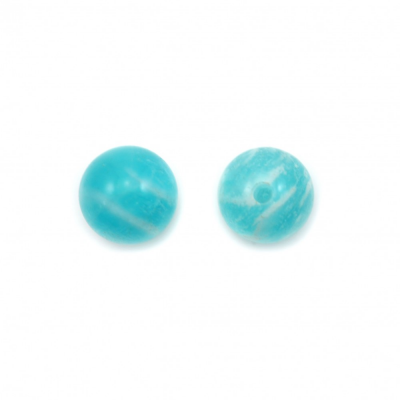 Perles semi-percées en amazonite du Pérou perles rondes diamètre 6mm trou 1mm 10pcs/paquet