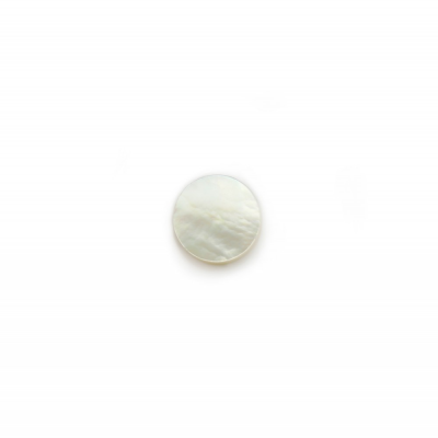 Белая раковина перламутра кабошон плоский круглый диаметр8мм 10шт/упак