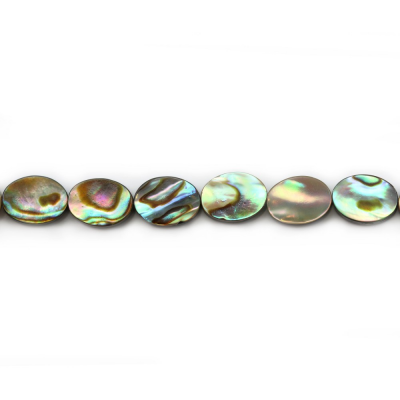 Perles de coquillage d'Abalone/Paua de forme ovale, Taille 6x8 mm, Trou 0.8 mm, environ 50 perles/timbre, 15 ~ 16''
