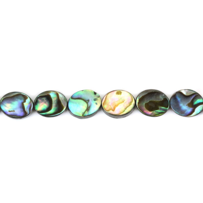 Fili di perline colorate di conchiglia Abalone/Paua, ovali, dimensione 8x10 mm, foro 0,8 mm, circa 40 perline per filo, 15 ~ 16