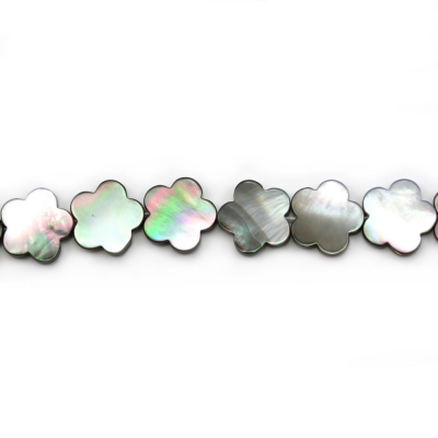 Grey Mother Of Pearl Shell Beads Strand Flower Shape Size 15x15mm Hole 0.8mm About 27 Beads/Strand 15~16"