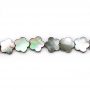 Filo di perle di conchiglia madreperla grigia, forma di fiore, dimensioni 15x15 mm, foro 0,8 mm, circa 27 perle/filo, 15~16"