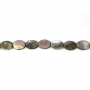 Perles de nacre grise ovale, 10x14 mm, trou 0.7 mm, 28 perles/brin 15~16"