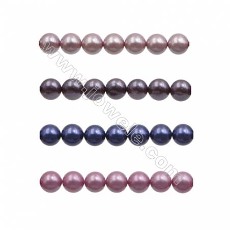 Série violette Perles nacrée ronde sur fil Taille 12mm de diamètre trou 1.0mm  Environ 33perles/fil 15~16"