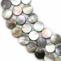 Perles en nacre grise perles rondes plates diamètre 12mm trou 0.8mm 39-40cm/brin
