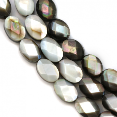 Grey Mother Of Pearl Shell Beads Strand Faceted Oval Size 6x9mm Hole 0.8mm About 40 Beads/Strand 15~16"