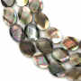 Filo di perle di conchiglia di madreperla grigia sfaccettata, ovale, dimensioni 12x16 mm, foro 0,8 mm, circa 25 perle/filo, 15~1