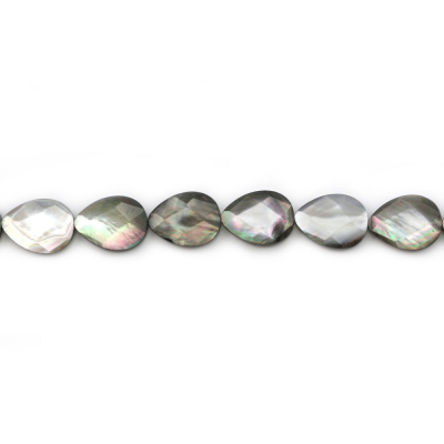 Grey Mother Of Pearl Shell Beads Strand Faceted Teardrop Size 15x20mm Hole 0.8mm About 20 Beads/Strand 15~16"