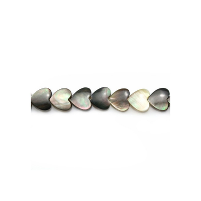 Filo di perle di conchiglia madreperla grigia, cuore, dimensioni 6x6 mm, foro 0,7 mm, circa 74 perle/filo, 15~16"