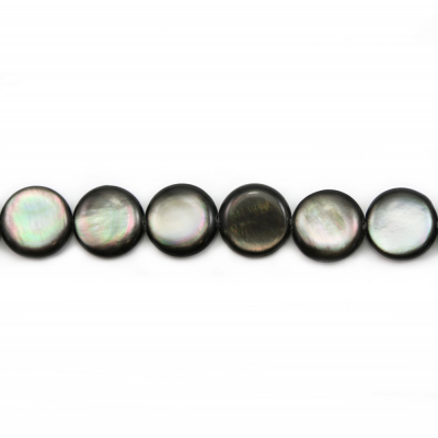 Filo di perle di conchiglia grigia naturale Diametro rotondo piatto 10 mm Foro 0,8 mm Circa 40 perle/filo
