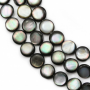 Filo di perle di conchiglia grigia naturale Diametro tondo piatto 12 mm Foro 0,8 mm Circa 33 perle/filare