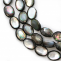 Filo di perle di conchiglia di madreperla grigia, ovale piatto, dimensioni 15x20 mm, foro 0,8 mm, circa 20 perle/filo, 15~16"