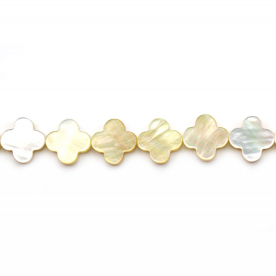 Natural Yellow Mother-of-pearl Shell Beads Strand Clover Size 6x6mm Hole 0.8mm About 67 Beads/Strand 15~16"