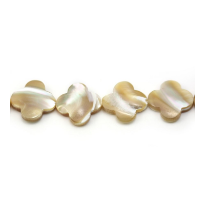 Natural Yellow Mother-of-pearl Shell Beads Strand Clover Size 12x12mm Hole 0.8mm About 33 Beads/Strand 15~16"