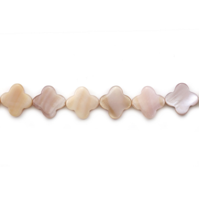 Perles de nacre blanche en forme de fleur à quatre feuilles, 10 mm, trou 0.7 mm, 40 perles/rang 15~16"