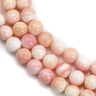Natural Pink Mother Of Pearl Shell Beads Strand Round Diameter 10mm Hole 1.5mm About 40 Beads/Strand 15~16"
