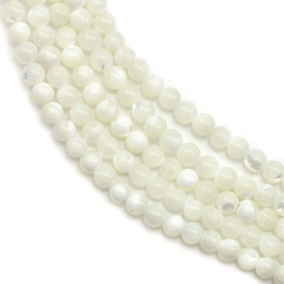 Collier de perles rondes en nacre blanche naturelle, Diamètre 3 mm, Trou 0.5 mm, environ 139 perles / collier, 15 ~ 16"