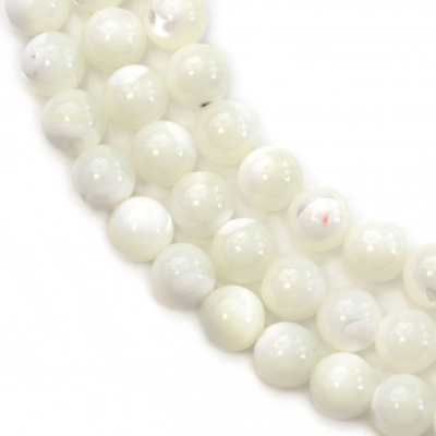 Filo di perline rotonde in madreperla bianca naturale, diametro 6 mm, foro 0,8 mm, circa 70 perline / filo 15 ~ 16 ''