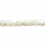 Collier de perles rondes en nacre blanche naturelle, Diamètre 6mm, Trou 0.8 mm, environ 70 perles / collier 15 ~ 16 ''