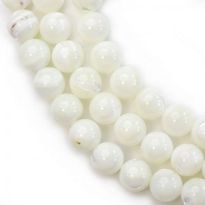 Filo di perline rotonde in madreperla bianca naturale, diametro 8 mm, foro 1 mm, circa 50 perline / filo 15 ~ 16 ''