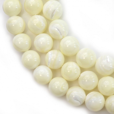 Filo di perline rotonde in madreperla bianca naturale, diametro 12 mm, foro 1 mm, circa 34 perline / filo 15 ~ 16 ''