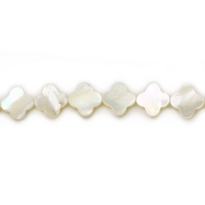 White Mother-of-Pearl Shell Beads Clover Size10mm Hole0.35mm 39-40cm/Strand
