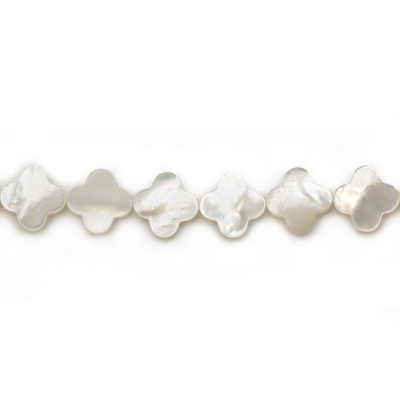 Weißes Perlmutt Muschel Perlen Klee Größe13mm Loch0.35mm 39-40cm/Strang