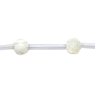Perles de nacre blanche Taille rose8mm Trou0.35mm 39-40cm/brin