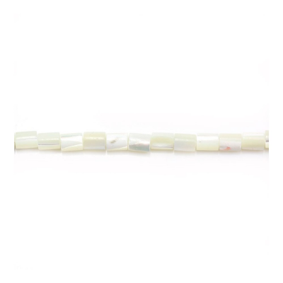 Filo di perle di madreperla bianca naturale, colonna, dimensione 3X5 mm, foro 0,8 mm, circa 71 perle/filo 15~16"