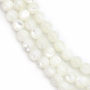 Fil de perles de nacre blanche en forme de coquille ronde, Diamètre 4 mm, Trou 0.7 mm, environ 110 perles / fil 15 ~ 16 ''