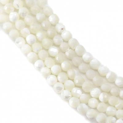 Perles de nacre blanche à facettes Diamètre 3mm Trou 0.8mm 39-40cm/Strand
