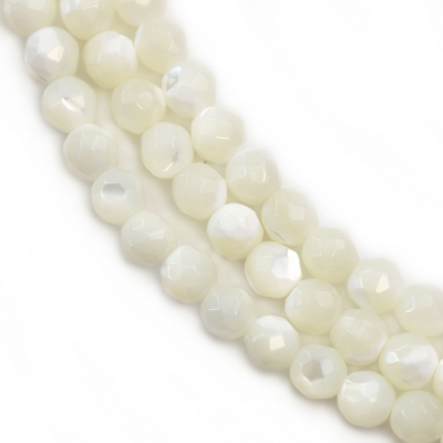Madreperla conchiglia bianca perline sfaccettate rotonde diametro4mm foro0,8mm 39-40cm/filo