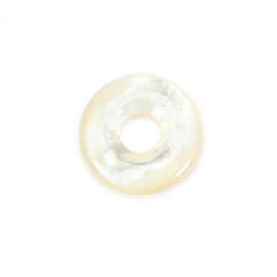 Madreperla naturale bianca Ciondolo ciambella di conchiglia Dimensioni 20 mm Foro 6 mm x1pezzo