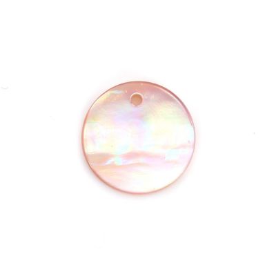 ピンクの真珠貝ディスク ペンダント チャーム Size10mm Hole0.8mm 10pcs/パック