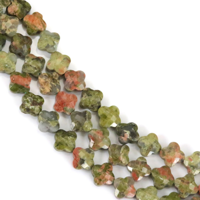 花綠石串珠 切角花形 尺寸10毫米 孔徑1.2毫米 長度39-40厘米/條