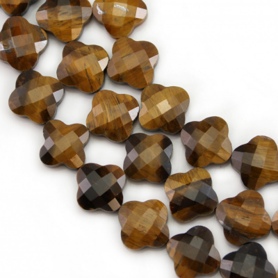 Tiger's Eye Faceted Flower Size13mm Hole0.8mm 39-40cm/Strand
