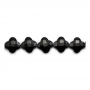 Black Agate Faceted Flower Size13mm Hole1mm 39-40cm/Strand