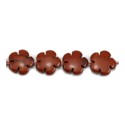 Natural Red Jasper Beads Strand Flower Size 20x20mm Hole 1mm About 20 Beads/Strand 15~16''