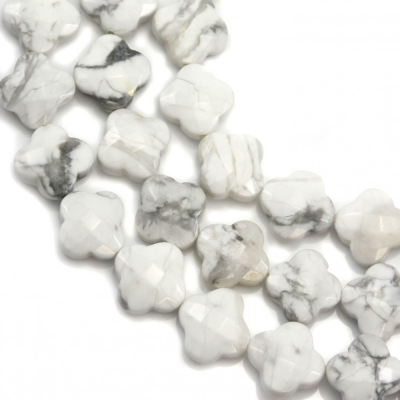 White Howlite Faceted Flower Size10mm Hole1.2mm 39-40cm/Strand