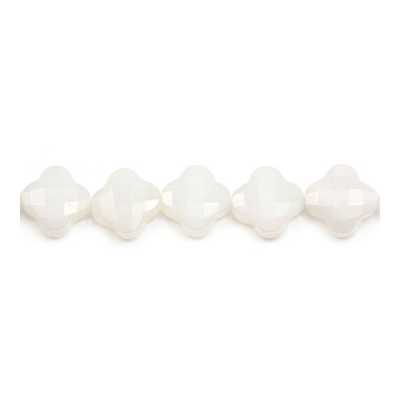 White Jade Faceted Flower Size10mm Hole1.2mm 39-40cm/Strand