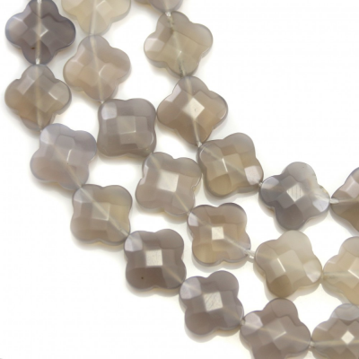Grey Agate Faceted Flower Size13mm Hole1mm 39-40cm/Strand