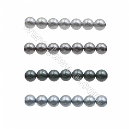 Série grise(noire) Perles nacrée ronde sur fil Taille 10mm de diamètre trou 1.0mm  Environ 40perles/fil 15~16"