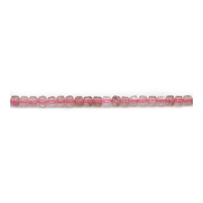 草莓晶串珠 切角正方體 尺寸2毫米 孔徑0.6毫米 長度39-40厘米/條