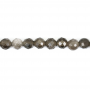 銀黑曜石串珠 切角圓形 直徑2毫米 孔徑0.6毫米 長度39-40厘米/條