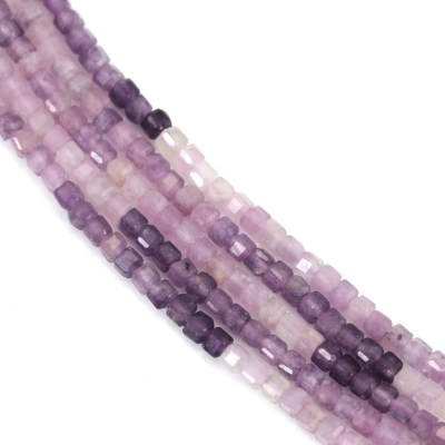 Lepidolite Faceted Cube Size2mm Hole0.7mm 39-40cm/Strand