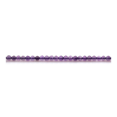 Natural Light Amethyst Beads Strand Faceted Round Diameter 2mm  Hole 0.4mm About 182 Beads/Strand 15~16"