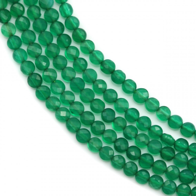 Green Agate Faceted Flat Round Size2mm Hole0.4mm 39-40cm/Strand